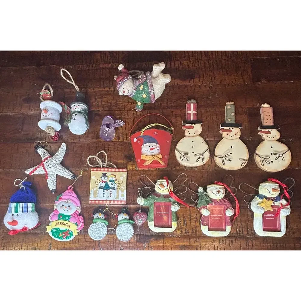 Vintage St. Nicholas Square Snowman Ornament Bundle 17pc Holiday Christmas Snow